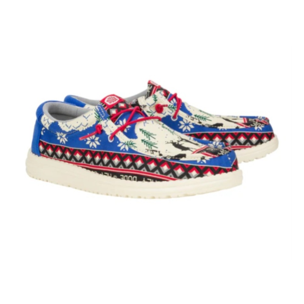 Hey Dude Mens 11 Wally Holiday Cheers White Multi Christmas Slip On Shoes